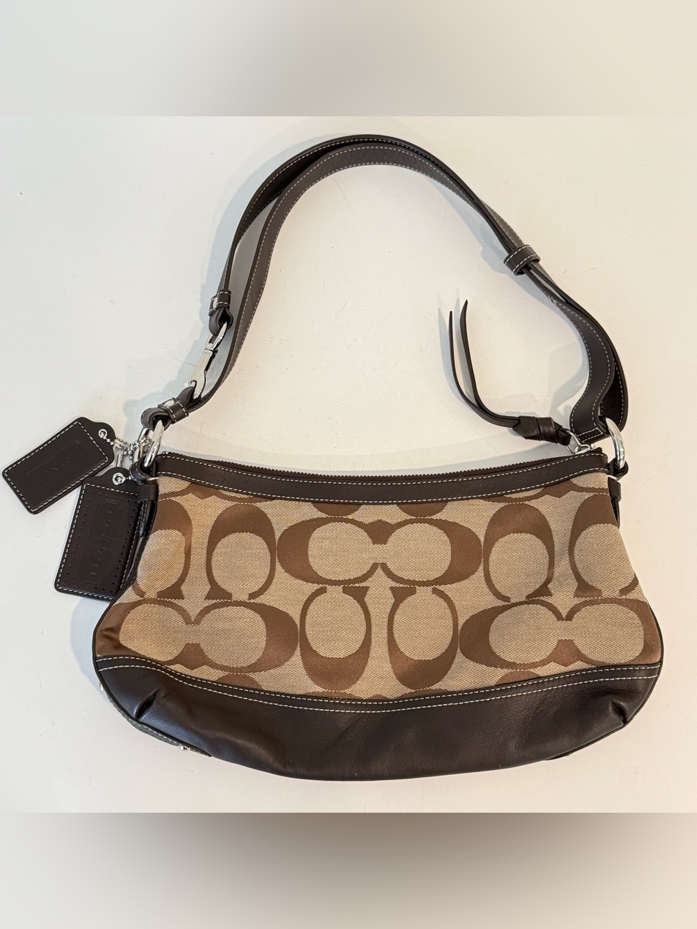 Vintage Coach Park Canvas Leather Brown Tan Hobo Soho Shoulder Purse Y2K F19731 - Picture 3 of 15
